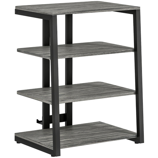 Photo of HOMCOM HiFi Stand, with Four Storage Shelves - Dark Grey in Grey colour on a white background