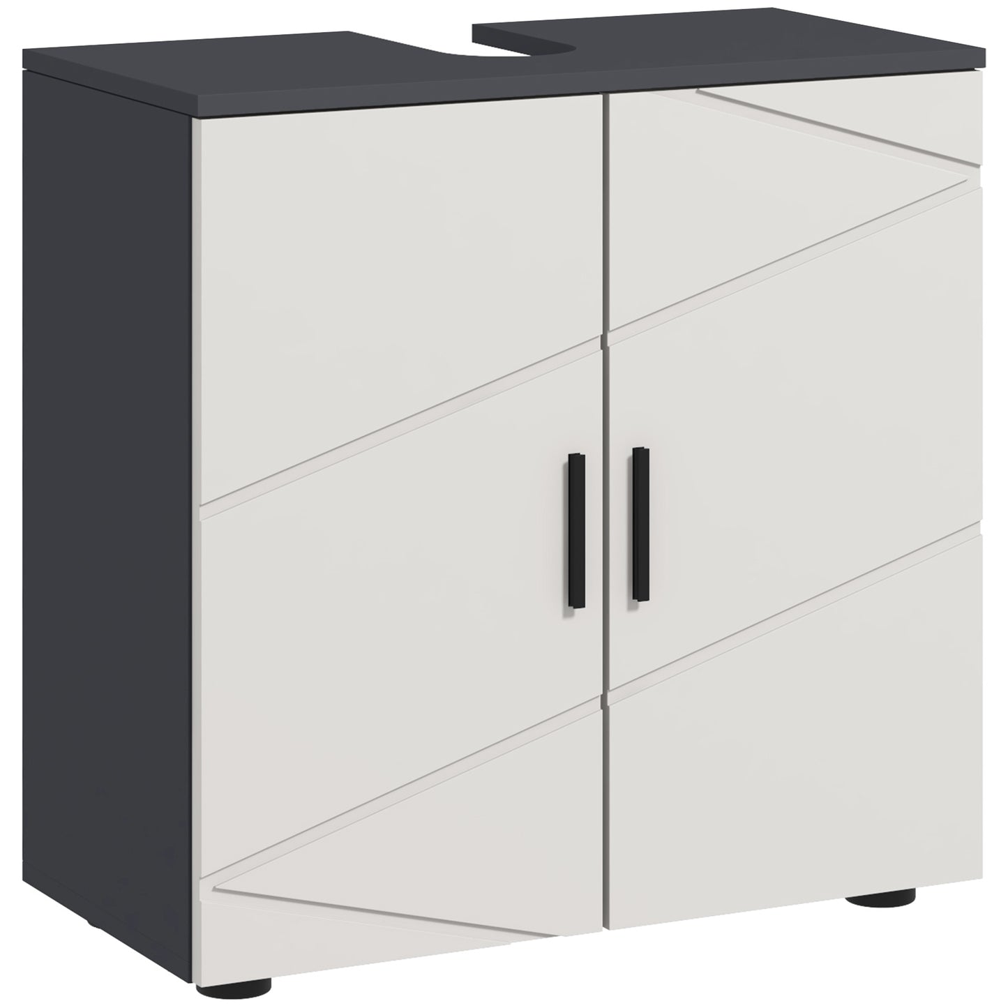Photo of kleankin Under Sink Bathroom Cabinet, Bathroom Vanity Unit, Basin Storage Cupboard with Double Doors and Shelf, 10W x 20Dcm "U" Cut-Out, Light Grey in Grey colour on a white background