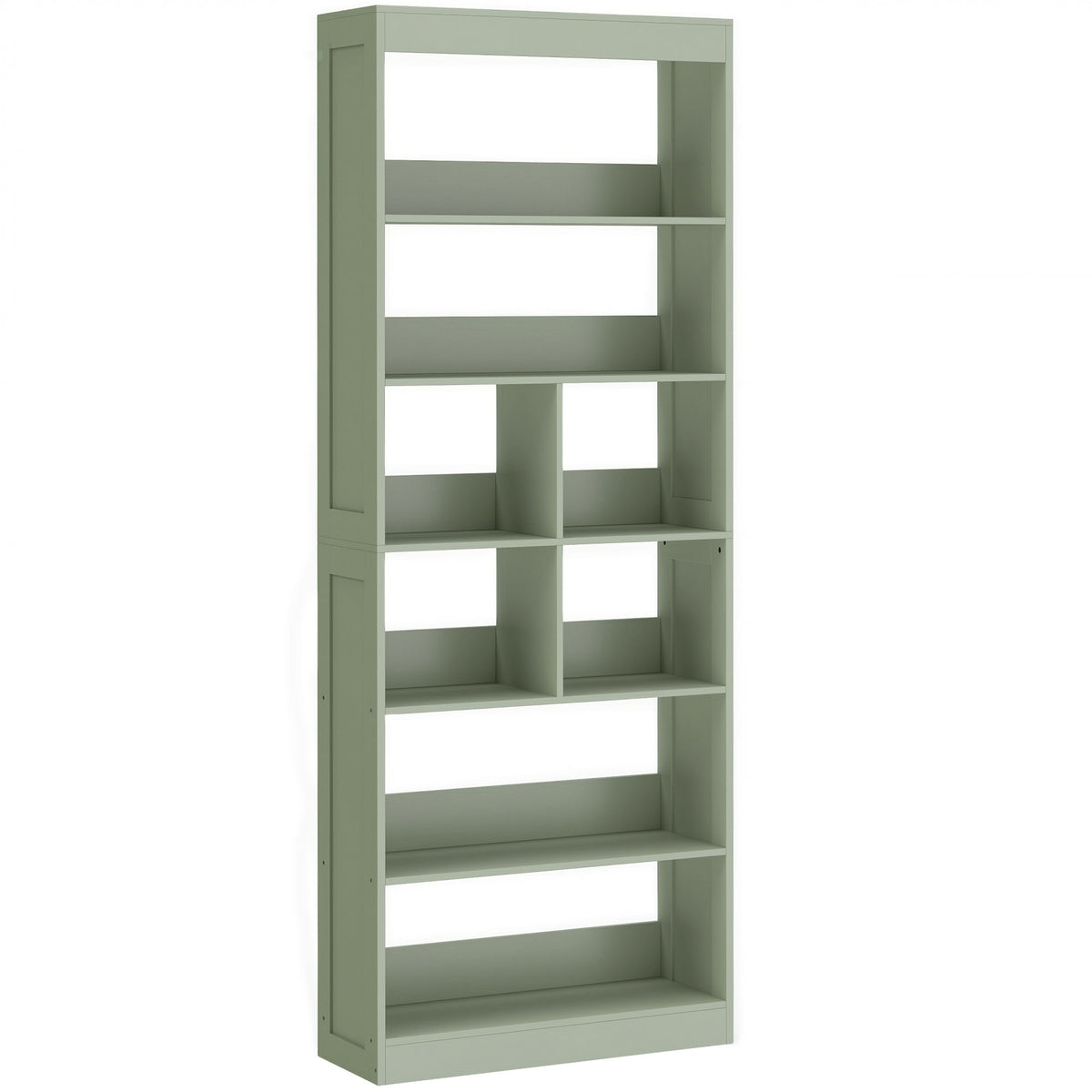 Photo of HOMCOM Bookcase, 6-Tier Bookshelf with Open Storage Shelves, Cubes, 180 cm Tall Display Shelf with Anti-Tipping Design, Green in Green colour on a white background