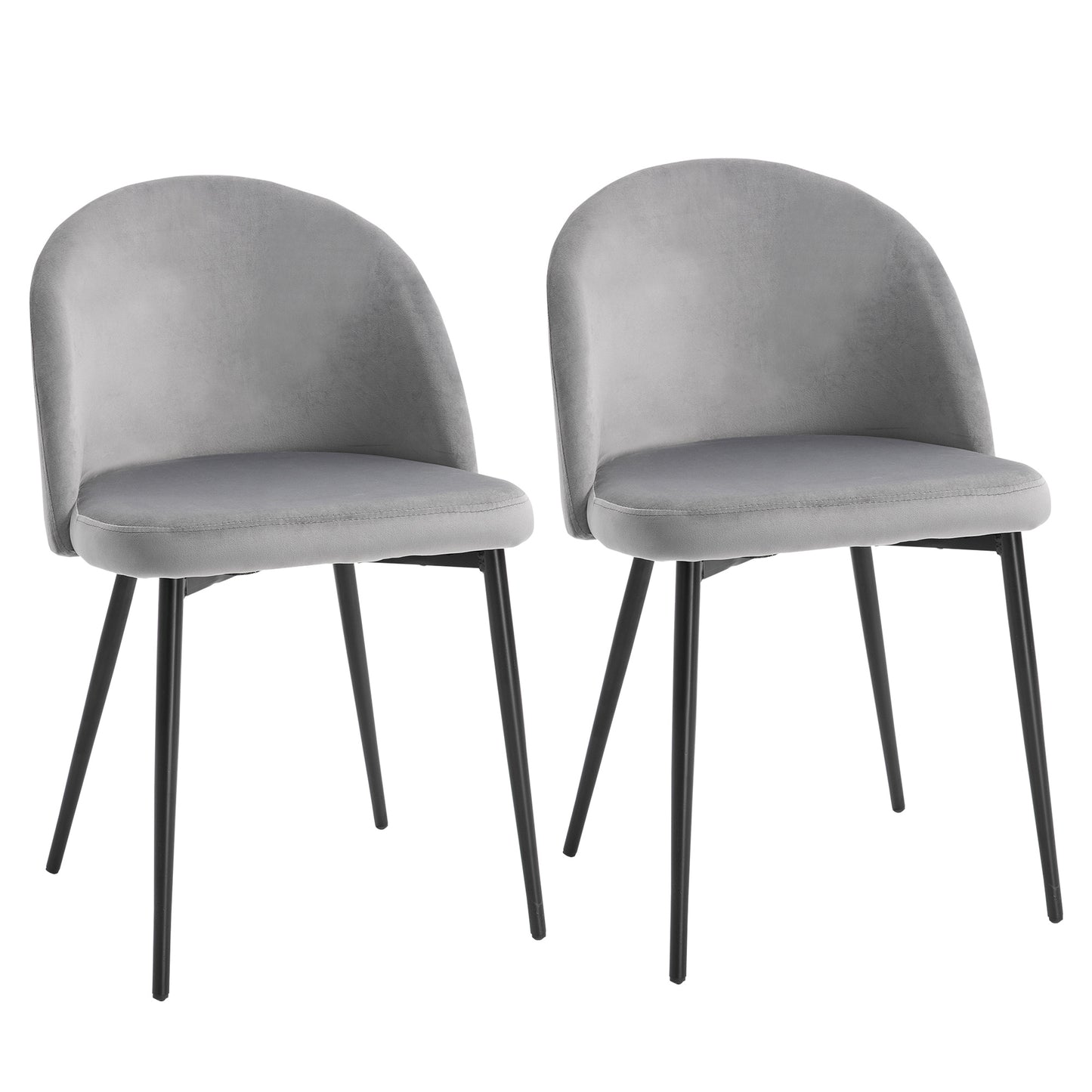 Photo of HOMCOM Dining Chairs Set of 2 Contemporary Design for Office Dining Kitchen with Soft Fabric Seat and Back Living Room, Grey in Grey colour on a white background