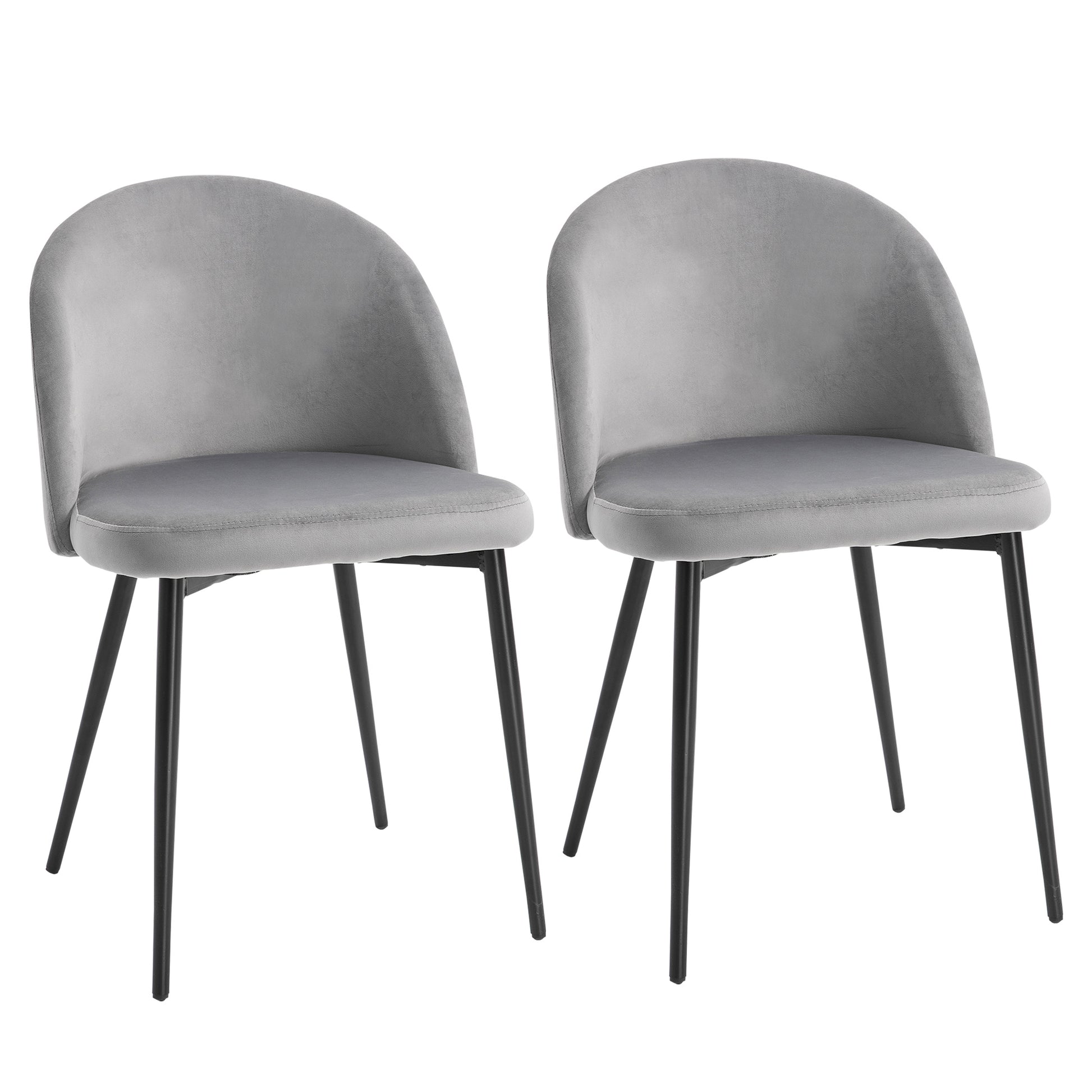 Photo of HOMCOM Dining Chairs Set of 2 Contemporary Design for Office Dining Kitchen with Soft Fabric Seat and Back Living Room, Grey in Grey colour on a white background