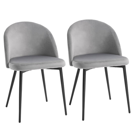 Photo of HOMCOM Dining Chairs Set of 2 Contemporary Design for Office Dining Kitchen with Soft Fabric Seat and Back Living Room, Grey in Grey colour on a white background