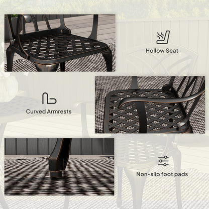 Outsunny chair details showing openwork seat, curved arms, and nonslip foot pads