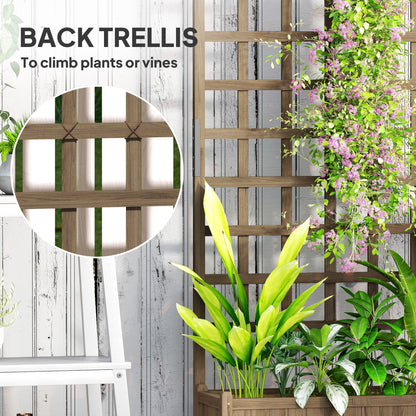 Outsunny wooden planter with grid trellis for climbing plants