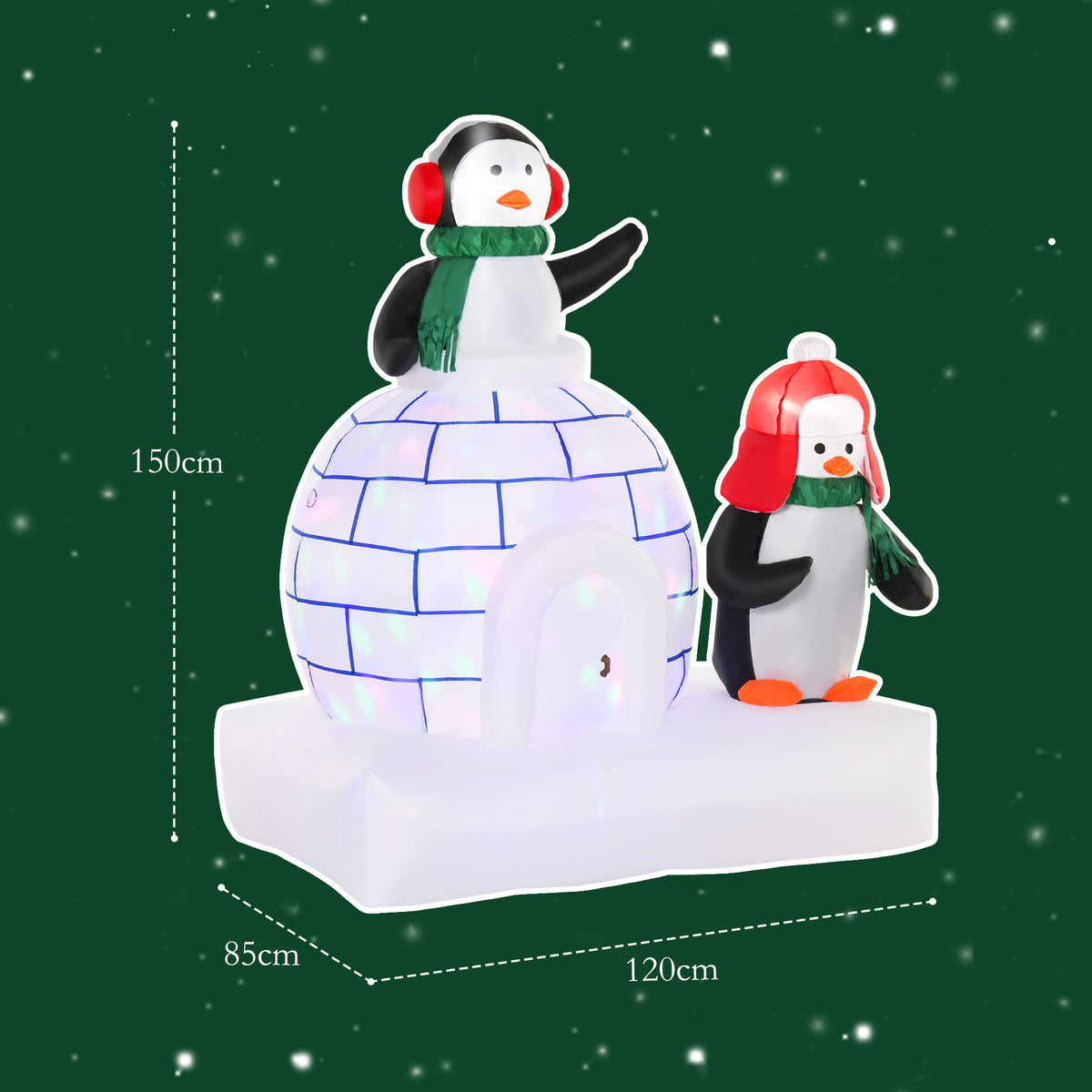 HOMCOM inflatable Christmas penguin and igloo decoration, 150 cm tall