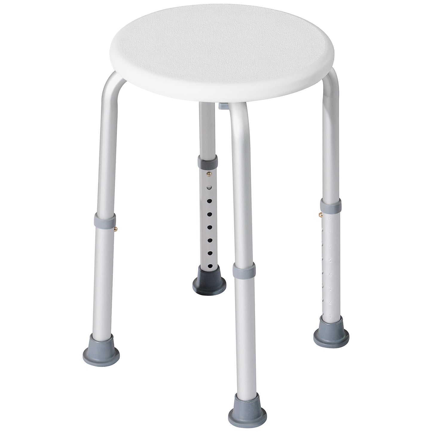Photo of HOMCOM Shower Chair, Height Adjustable Aluminium Shower Stool with Non-Slip Feet for Disabled, Elderly, White in White colour on a white background