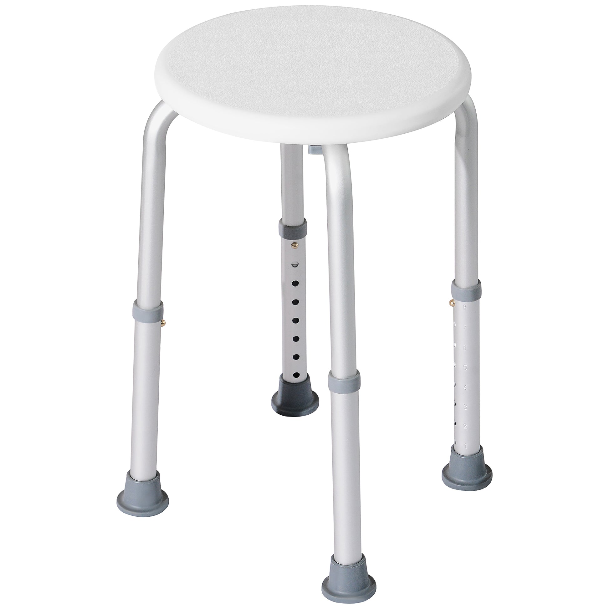 Photo of HOMCOM Shower Chair, Height Adjustable Aluminium Shower Stool with Non-Slip Feet for Disabled, Elderly, White in White colour on a white background
