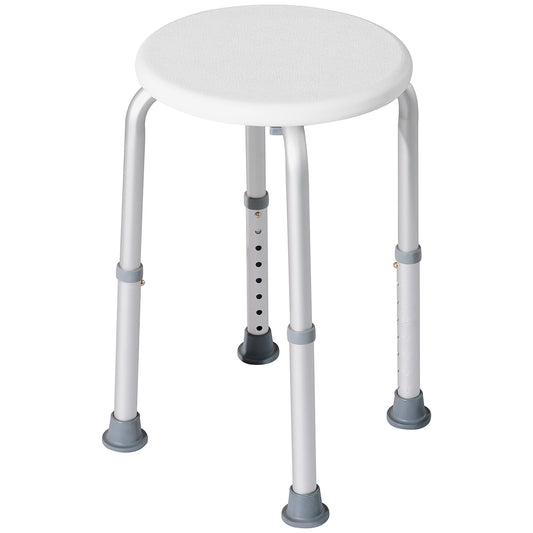 Photo of HOMCOM Shower Chair, Height Adjustable Aluminium Shower Stool with Non-Slip Feet for Disabled, Elderly, White in White colour on a white background