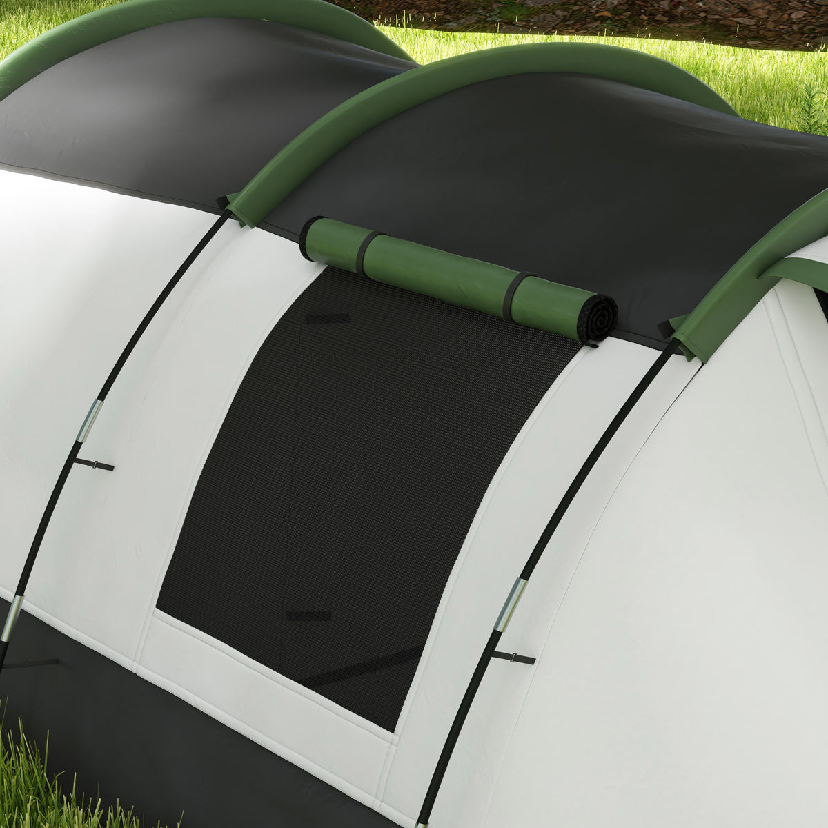 Outsunny 2 Man Camping Tent, with Two Rooms and Porch - Green