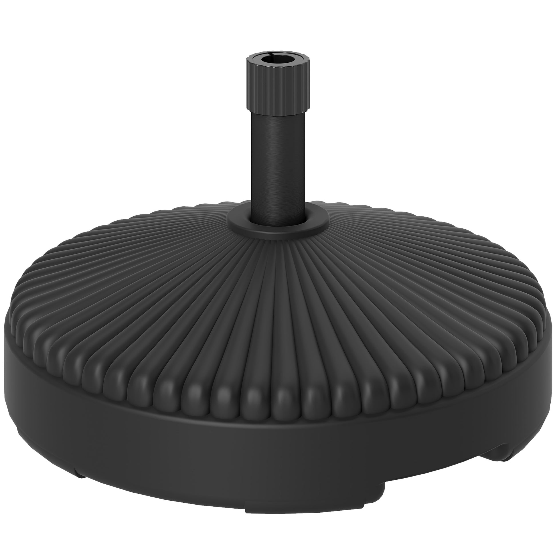 Photo of Outsunny Garden Parasol Base Holder, 28kg Sand Filled, 23kg Water Filled, Sun Umbrella Base, Φ55 x 30H cm Black in Black colour on a white background