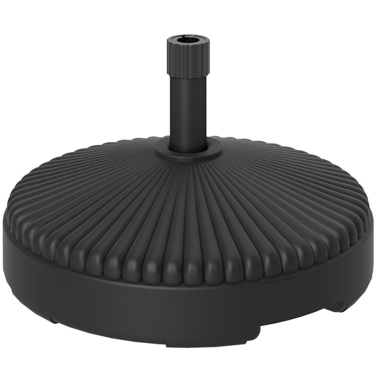 Photo of Outsunny Garden Parasol Base Holder, 28kg Sand Filled, 23kg Water Filled, Sun Umbrella Base, Φ55 x 30H cm Black in Black colour on a white background