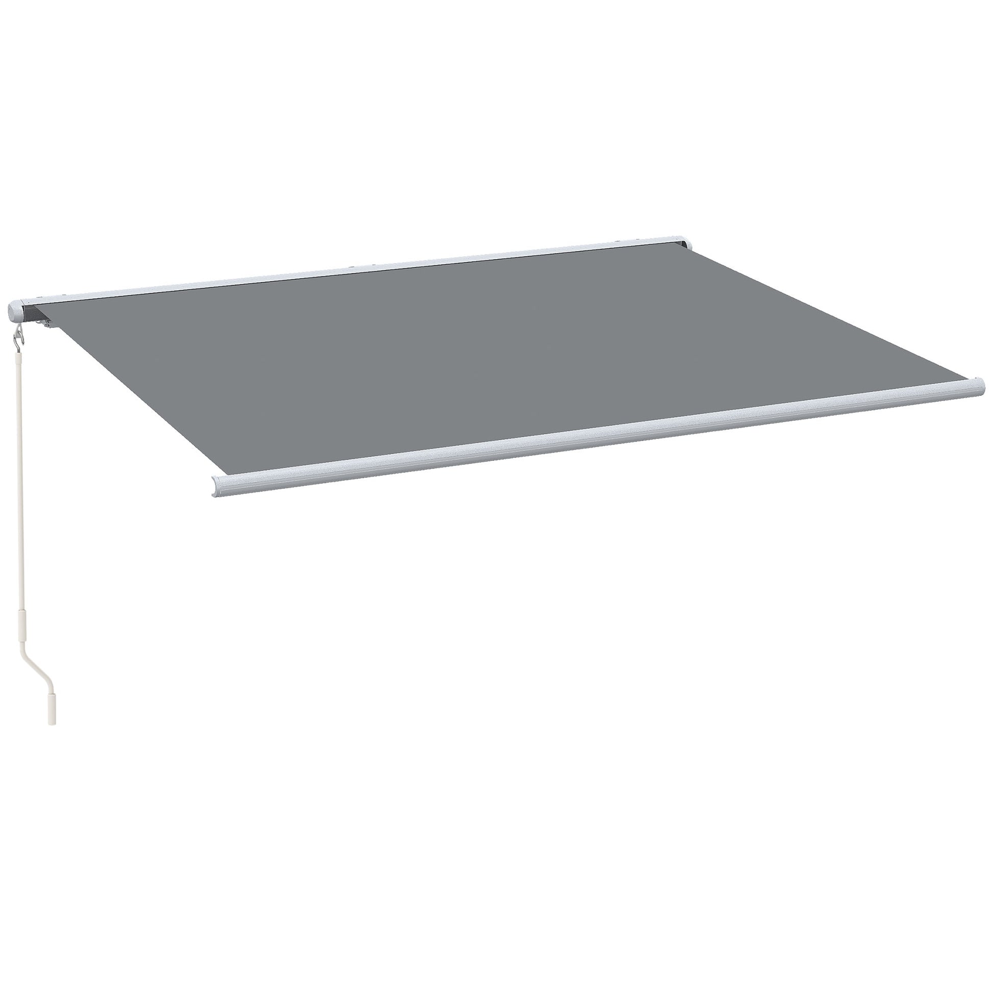 Photo of Outsunny 4x3m Full Cassette Electric/Manual Retractable Awning with LED Light and Remote Controller, Sun Canopies for Patio Door Window, Grey in Grey colour on a white background