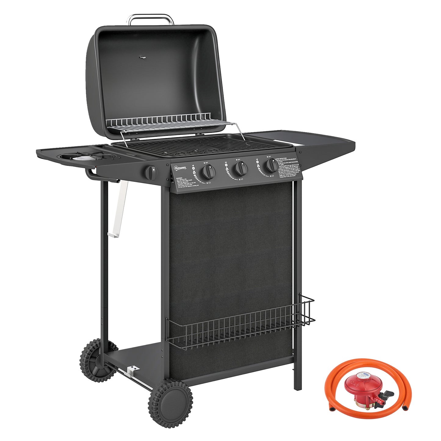 Photo of Outsunny Four Burner Gas Grill BBQ - Black in Black colour on a white background