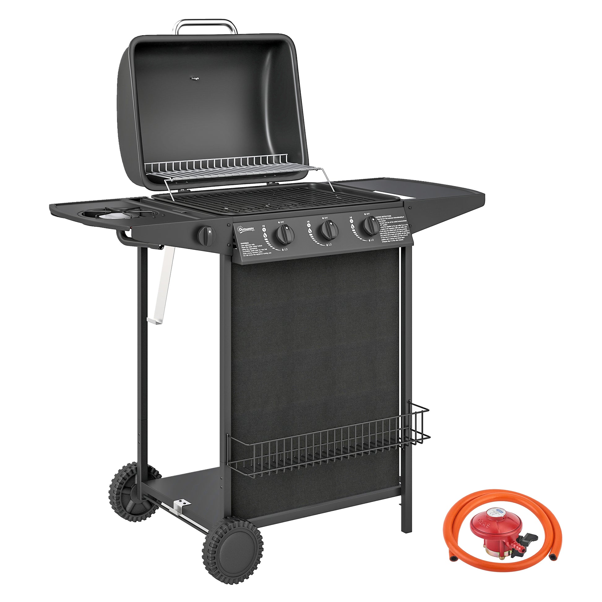 Photo of Outsunny Four Burner Gas Grill BBQ - Black in Black colour on a white background