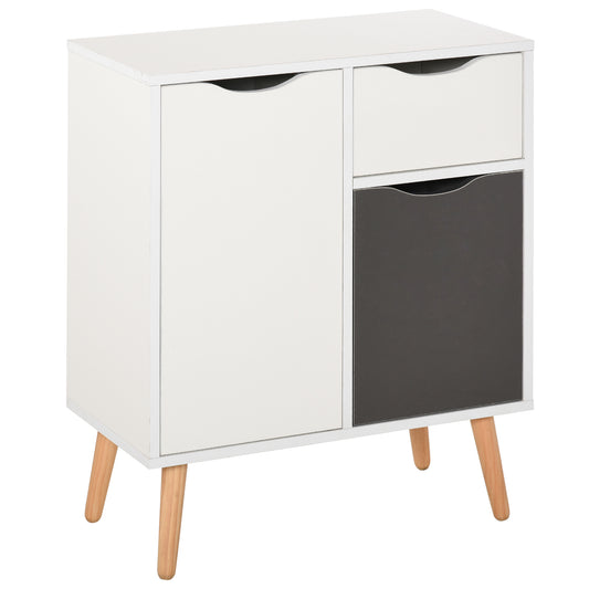 Photo of HOMCOM Sideboard Floor Cabinet Storage Cupboard with Drawer and Solid Wood Legs for Bedroom, Living Room, Entryway, Grey in Grey colour on a white background