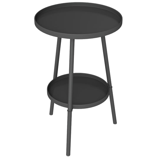 Photo of Outsunny Two-Tier Metal Garden Table - Black in Black colour on a white background