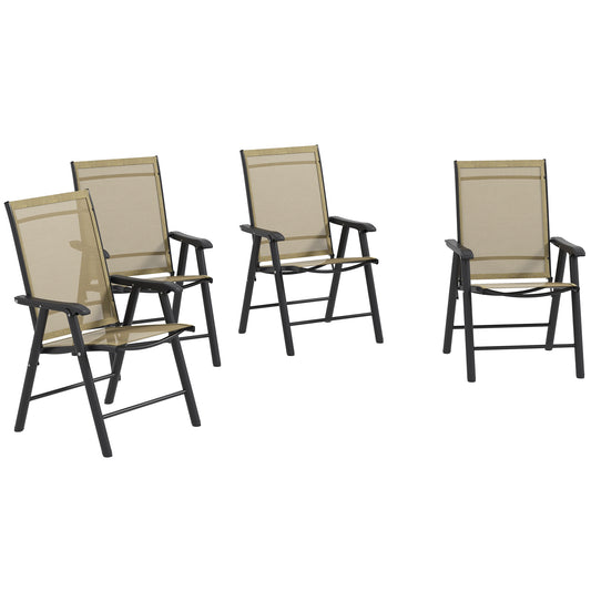 Photo of Outsunny Set of Four Folding Garden Chairs - Light Brown in Brown colour on a white background