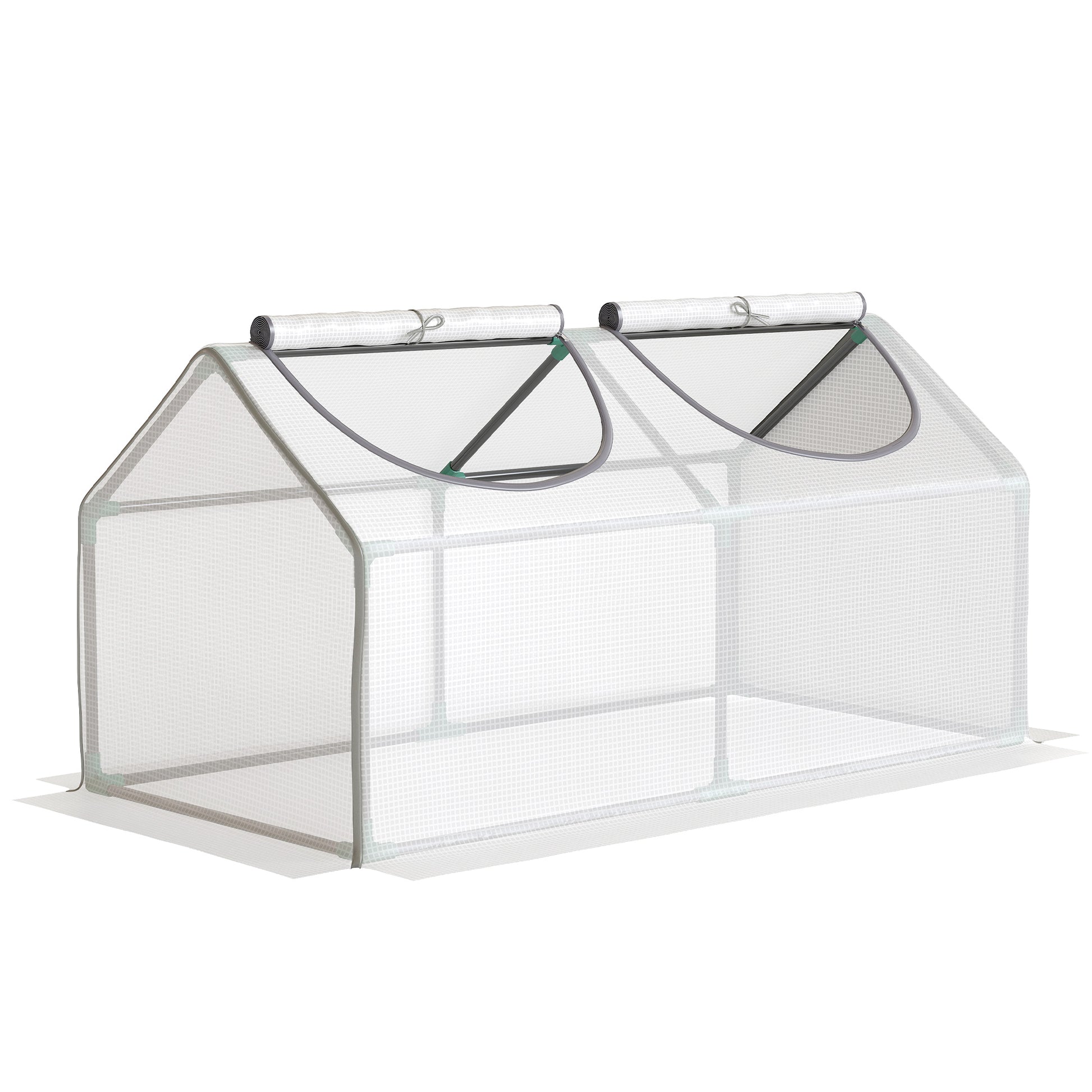 Photo of Outsunny Mini Greenhouse Portable Flower Planter Tomato Vegetable House for Garden Backyard with Zipper 120 x 60 x 60 cm, White in White colour on a white background