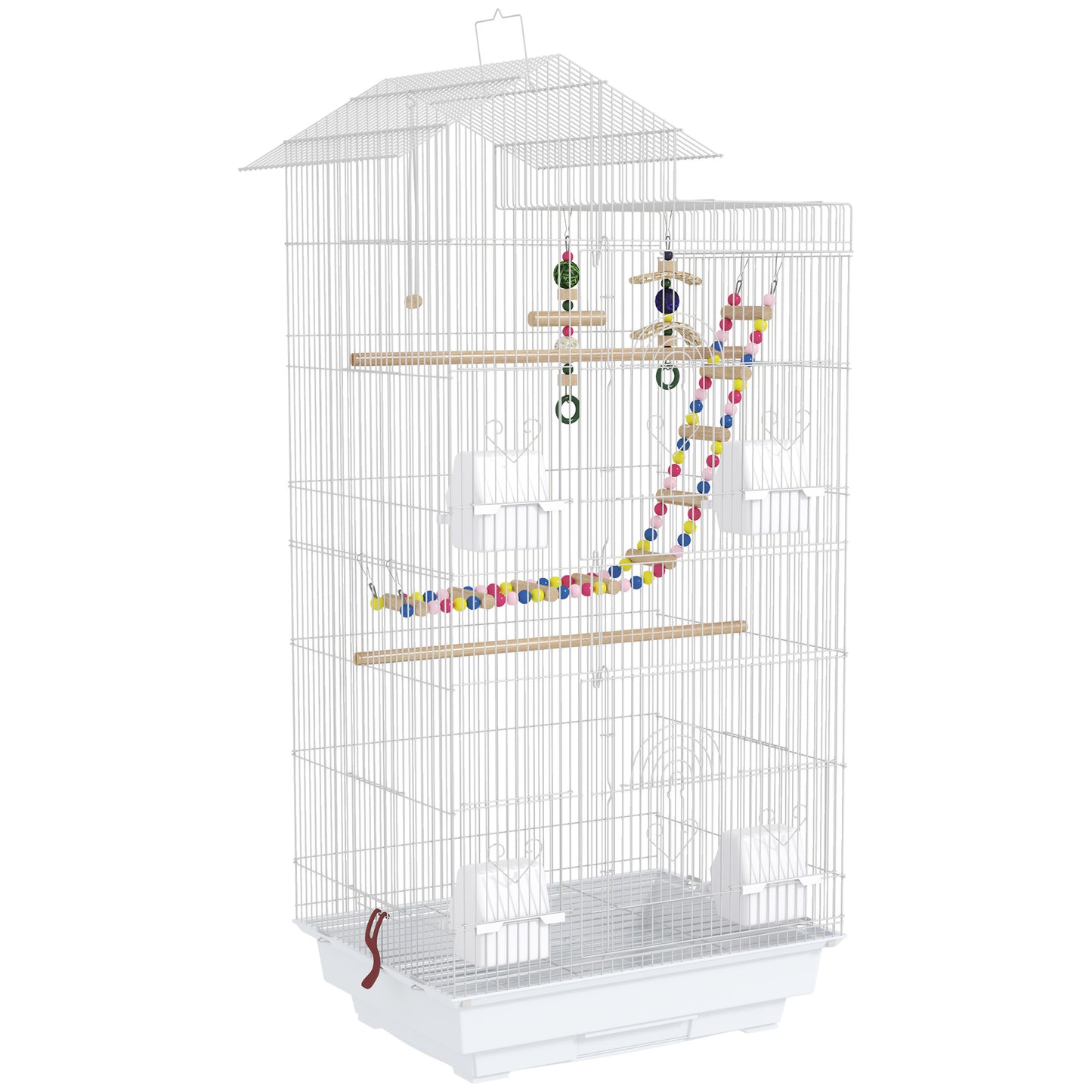 Photo of PawHut Bird Cage for Budgies, Finches, Canaries w/ Accessories, Toys, Tray, White in White colour on a white background