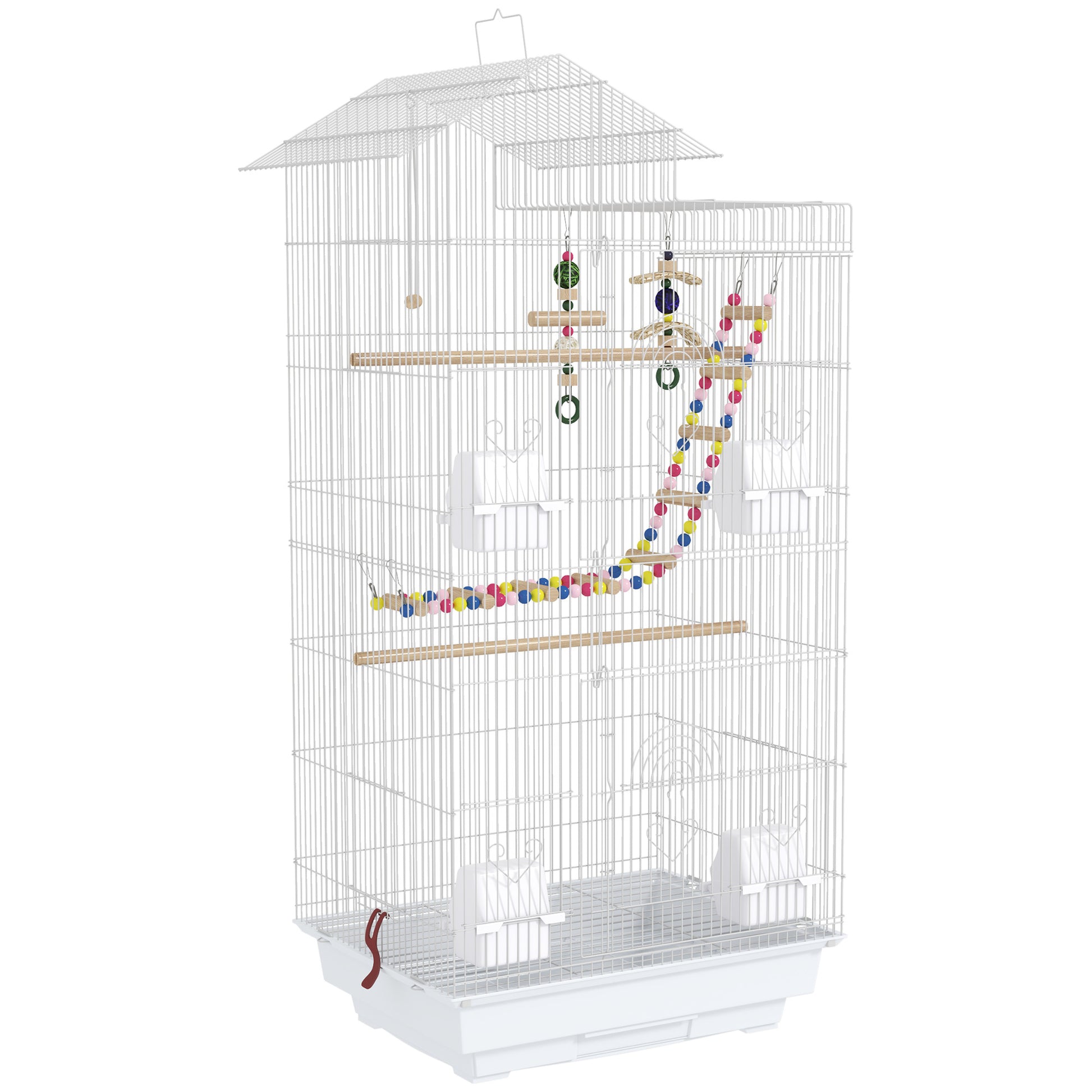 Photo of PawHut Bird Cage for Budgies, Finches, Canaries w/ Accessories, Toys, Tray, White in White colour on a white background