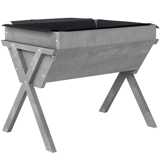Photo of Outsunny Wooden Raised Garden Bed with Bed Liner, Elevated Planter Box with Legs, Light Grey in Grey colour on a white background