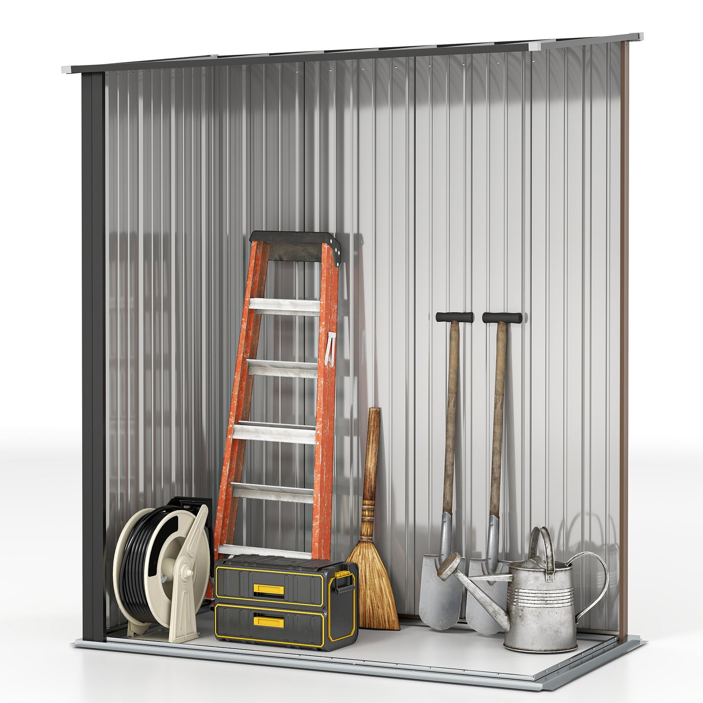 Outsunny 5.3 x 3.1ft Corrugated Steel Garden Shed - Brown