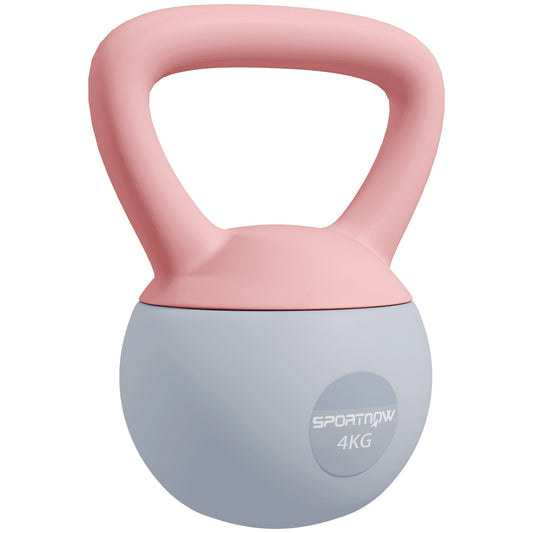Photo of SPORTNOW 4KG Soft Kettlebell, Kettlebell with Non-Slip Handle for Home Gym, Weight Lifting, Strength Training, Pink/Grey in Pink/Grey colour on a white background