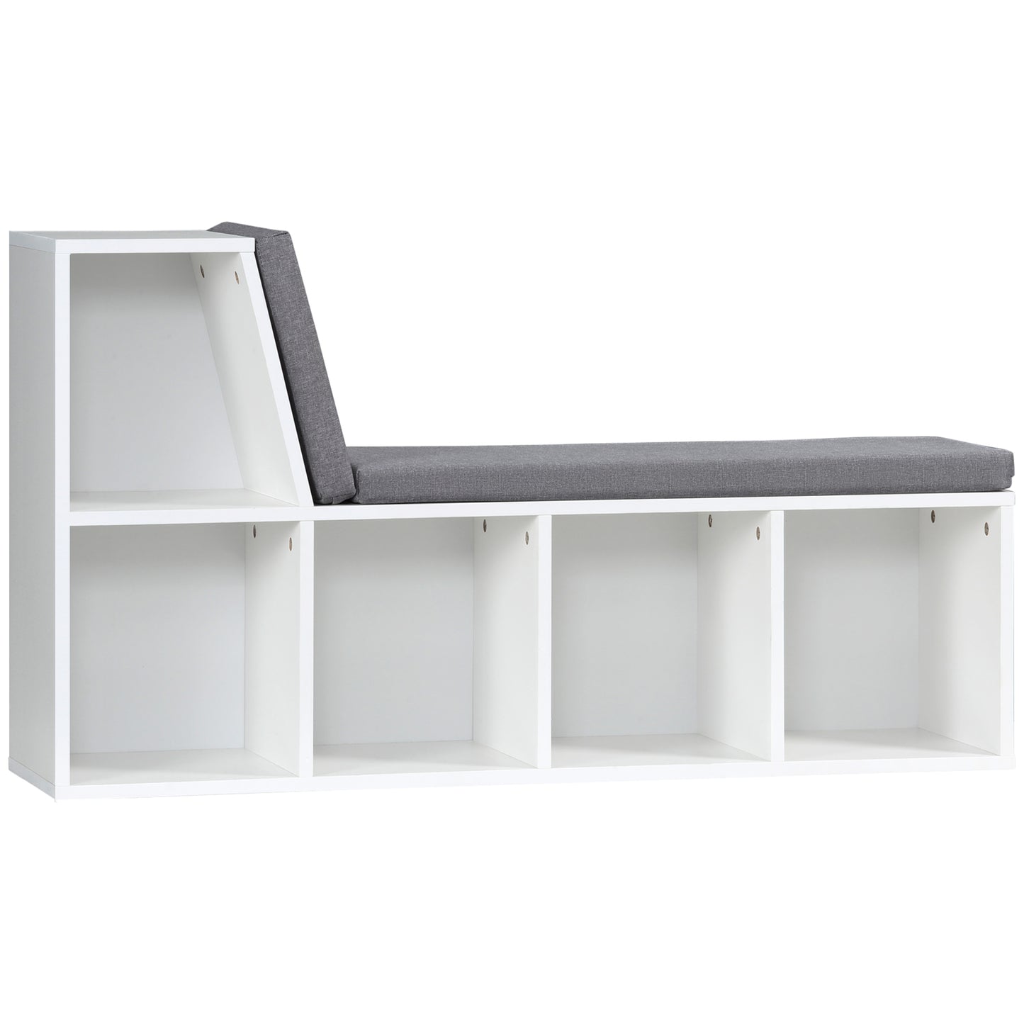 Photo of HOMCOM Bookcase Storage Shelf with Cushioned Reading Seat, Bookshelf Storage Cabinet for Study Living Room, White in White colour on a white background