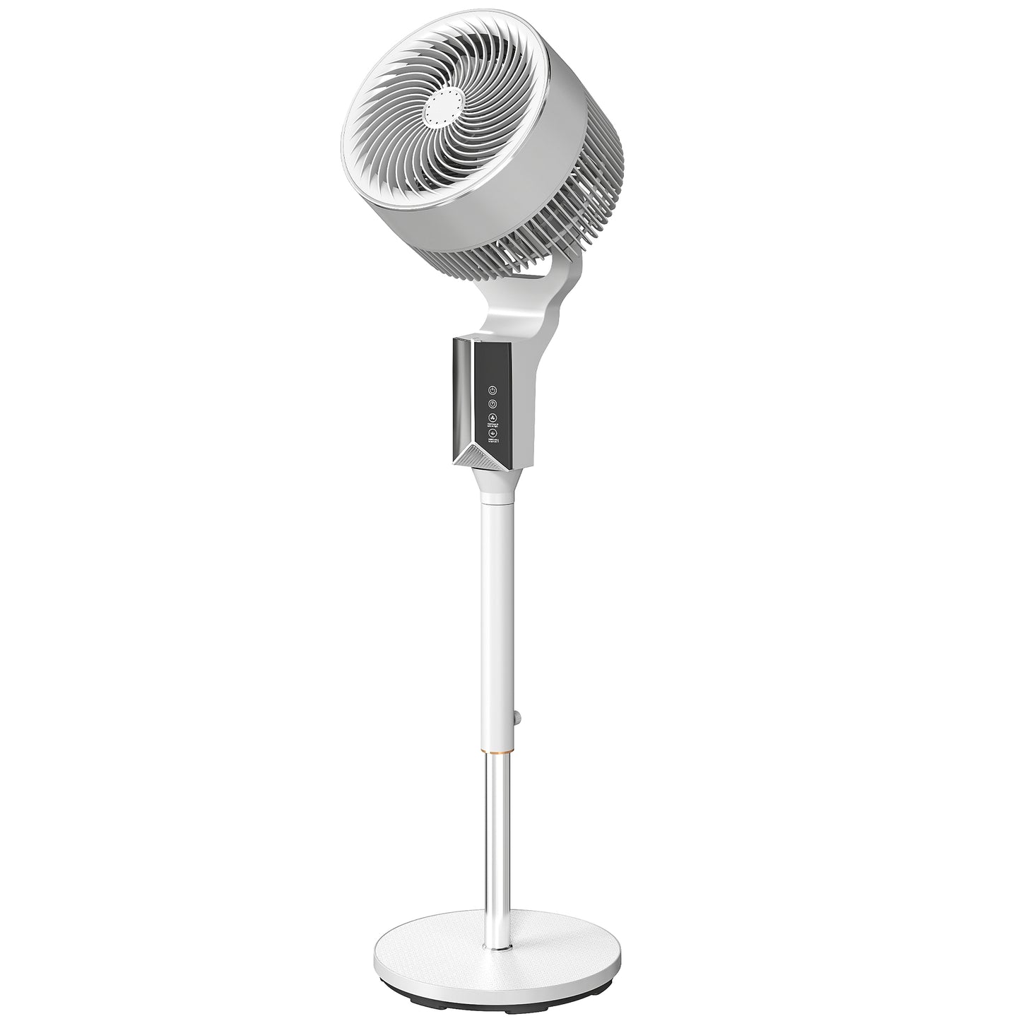 Photo of HOMCOM 20 dB Silent Standing Fan for Bedroom, 46" Pedestal Fan with Remote, 85° Oscillating, 8 Speeds, White in White colour on a white background