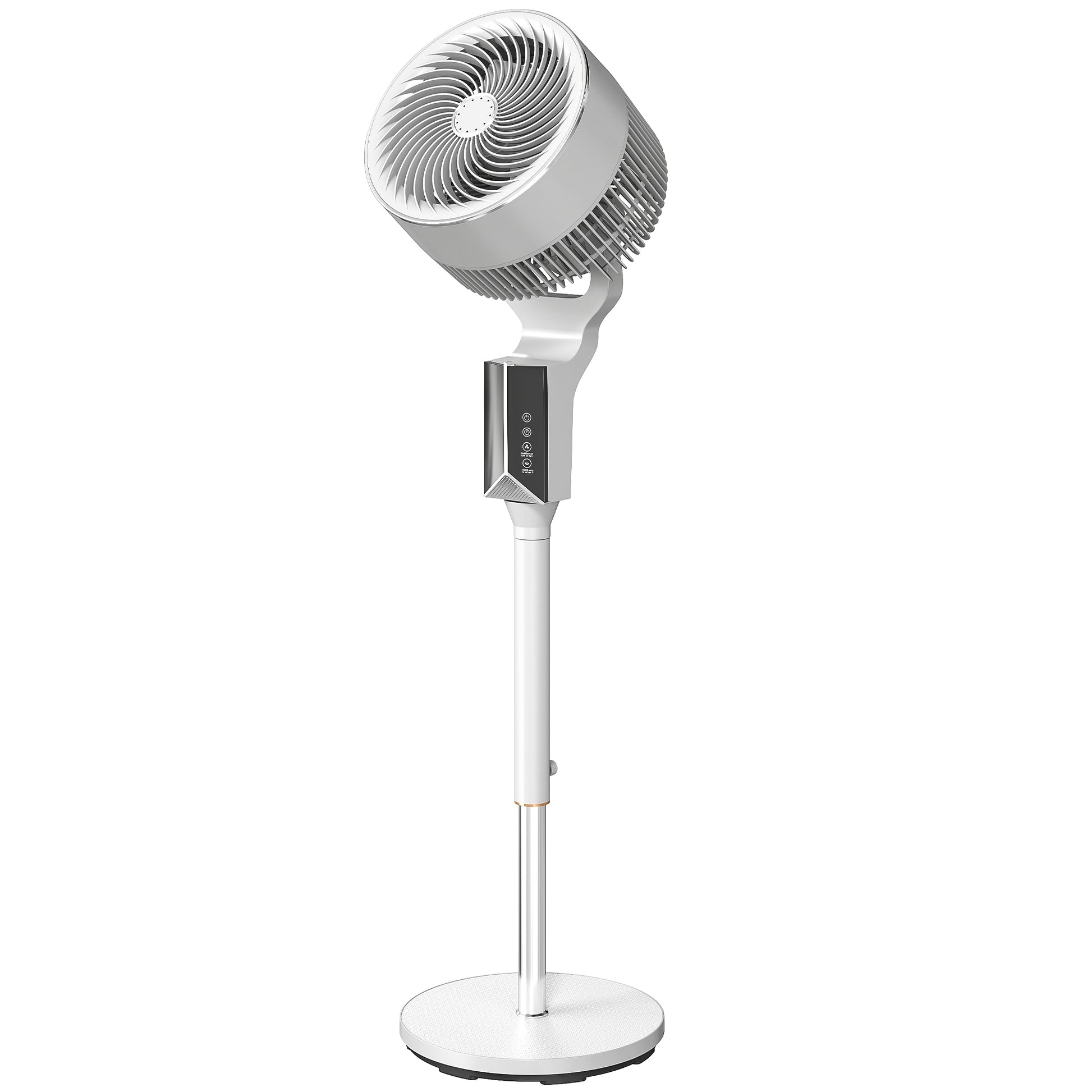 Photo of HOMCOM 20 dB Silent Standing Fan for Bedroom, 46" Pedestal Fan with Remote, 85° Oscillating, 8 Speeds, White in White colour on a white background