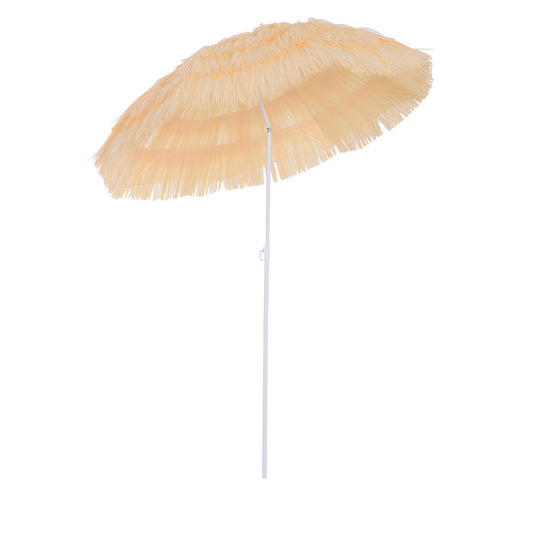 Photo of Outsunny 1.6m Patio Garden Hawaii Beach Sun Umbrella Sunshade Hawaiian Folding Tilting Crank Parasol (Wheat) in (Wheat) colour on a white background