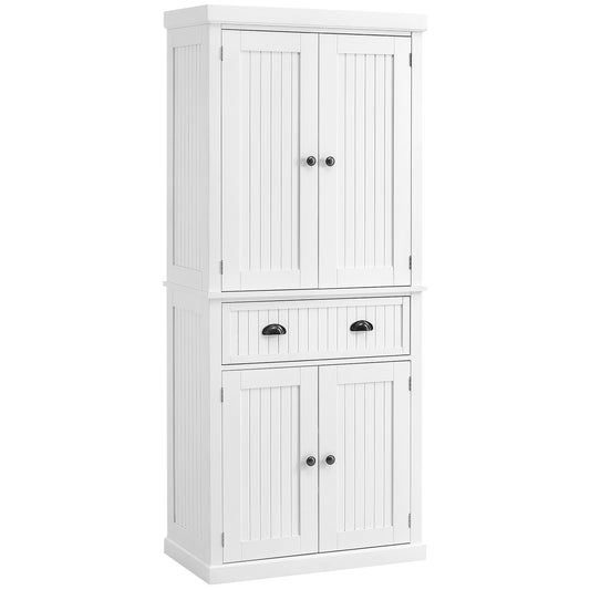 Photo of HOMCOM Kitchen Storage Cabinet with Drawer and Adjustable Shelves - White in White colour on a white background