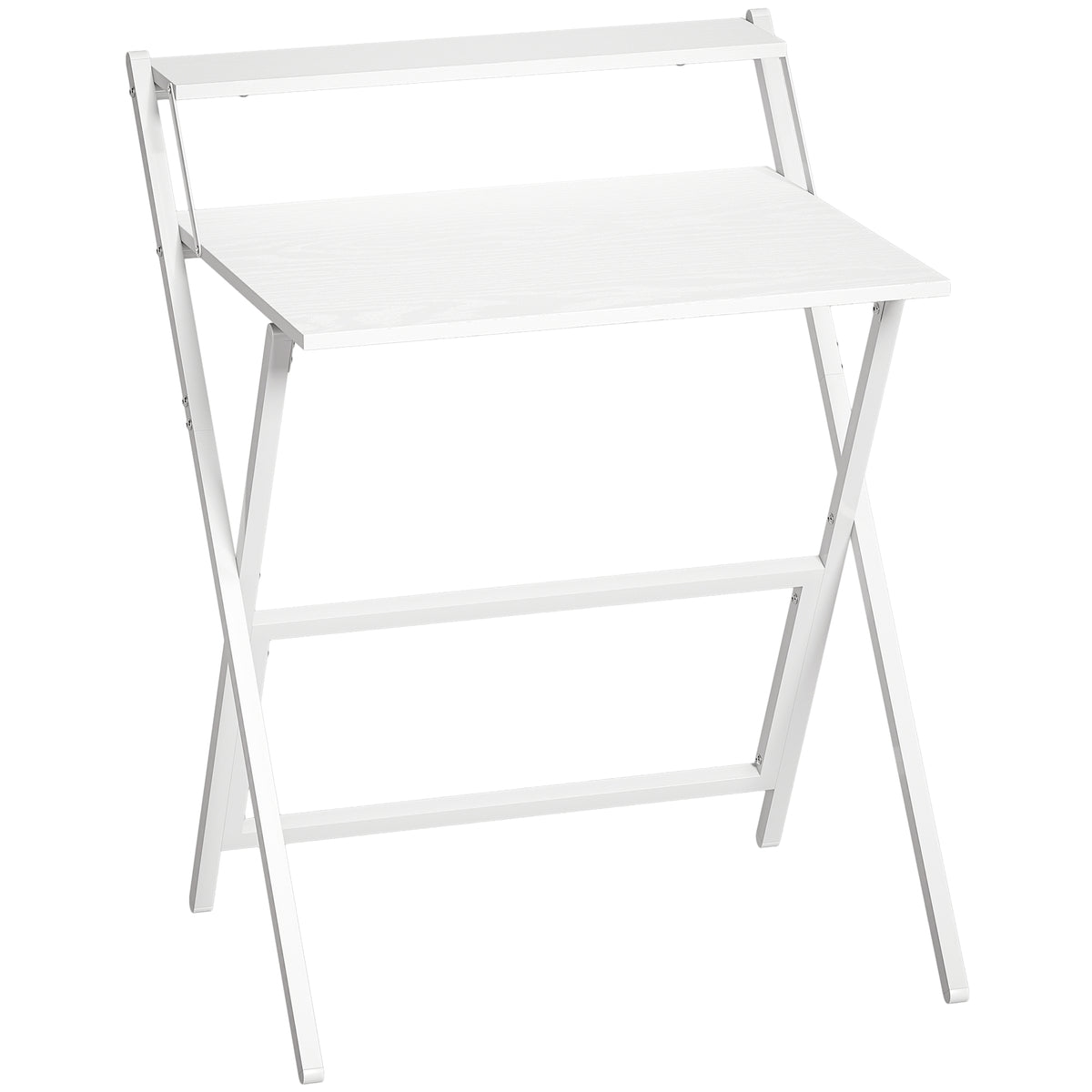 Photo of HOMCOM 70 cm Folding Computer Desk with Monitor Shelf - White in White colour on a white background