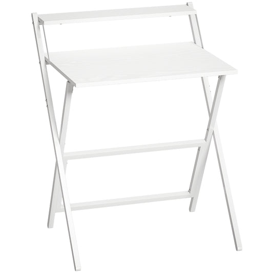 Photo of HOMCOM 70 cm Folding Computer Desk with Monitor Shelf - White in White colour on a white background