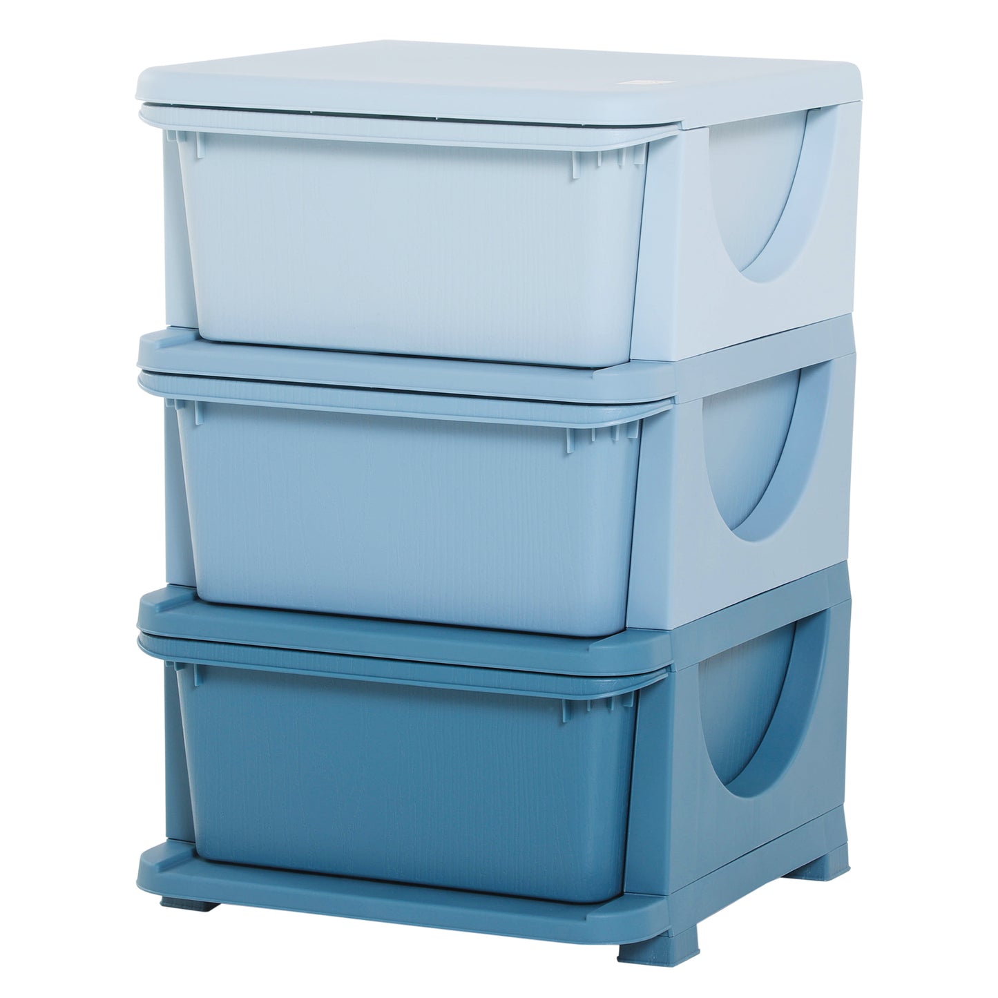 Photo of HOMCOM 3 Drawers Plastic Storage Units, 3 Tier Kids Storage Units, Children Toy Chest for Nursery, Playroom, Bedroom, Blue in Blue colour on a white background