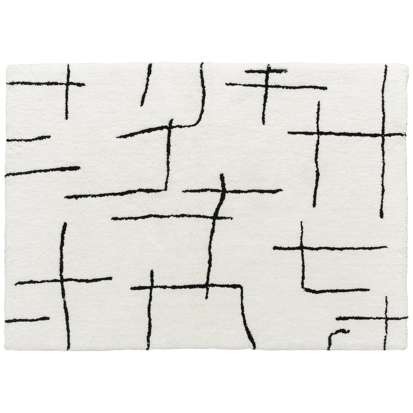 Photo of HOMCOM Modern Fluffy Area Rug, Geometric Pattern Washable Rug, Soft High Pile Floor Carpet for Living Room, Bedroom, Dining Room, Home Office, 170 x 120 cm, Cream in Cream colour on a white background