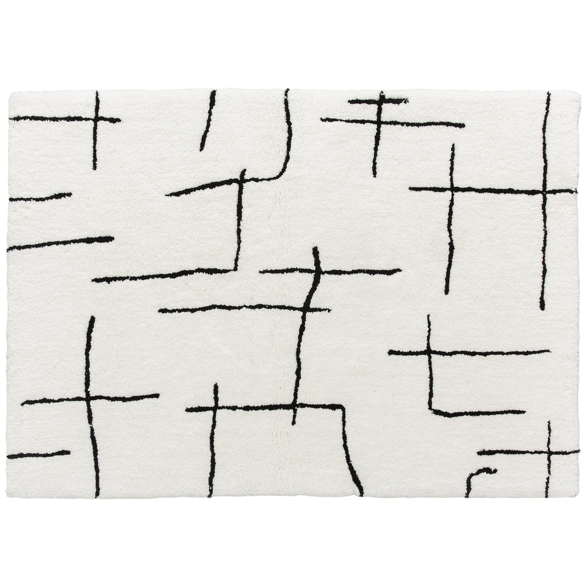 Photo of HOMCOM Modern Fluffy Area Rug, Geometric Pattern Washable Rug, Soft High Pile Floor Carpet for Living Room, Bedroom, Dining Room, Home Office, 170 x 120 cm, Cream in Cream colour on a white background