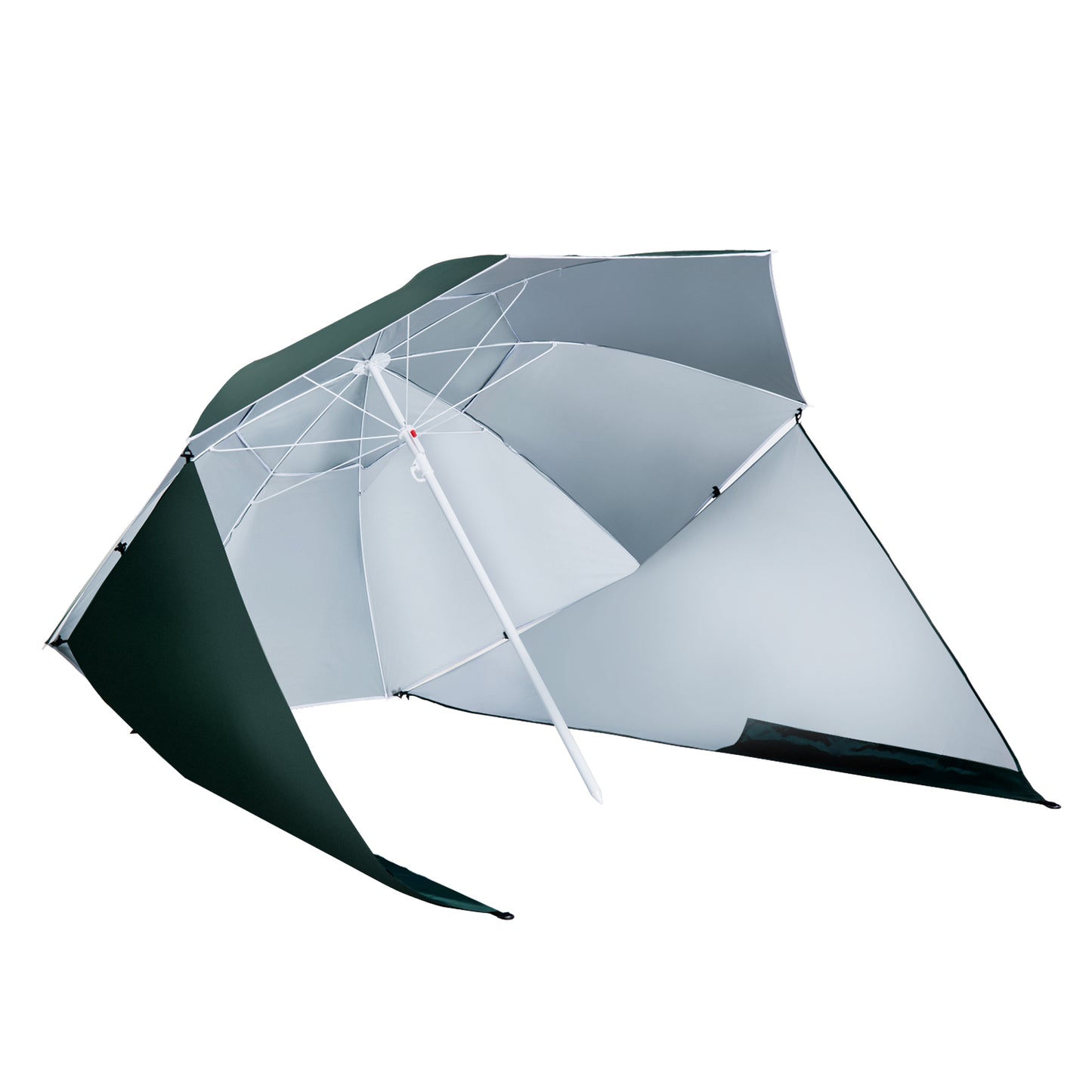 Photo of Outsunny 2m UV Protection Fishing Beach Umbrella Brolly Shelter w/ Side Panel Tent Green in Green colour on a white background