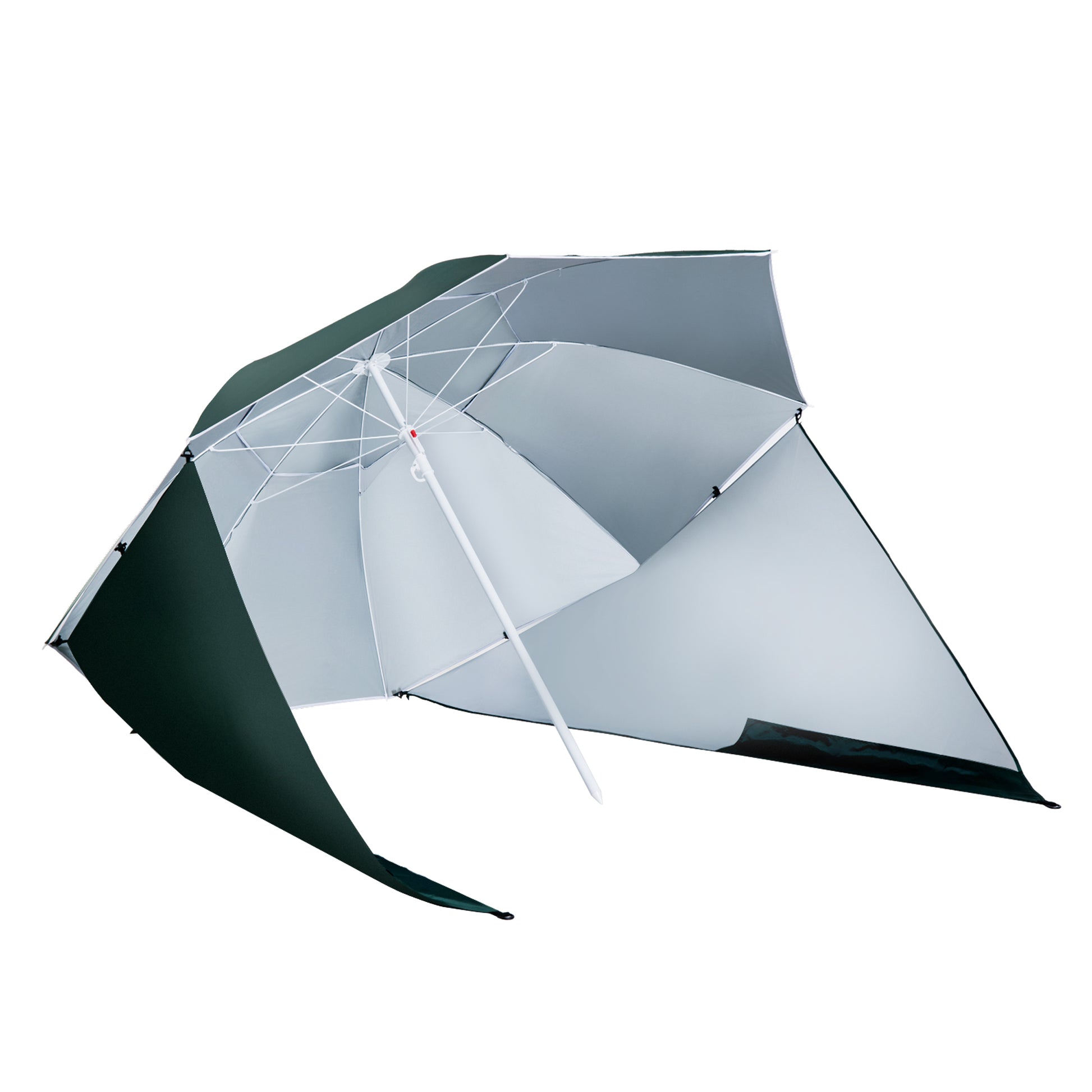 Photo of Outsunny 2m UV Protection Fishing Beach Umbrella Brolly Shelter w/ Side Panel Tent Green in Green colour on a white background