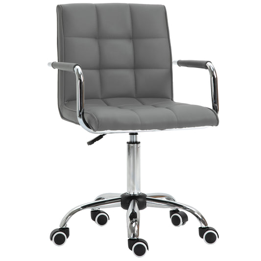 Photo of Vinsetto PU Leather Home Office Desk Chair, Computer Chair with Mid Back, Arm, Swivel Wheels, Adjustable Height, Grey in Grey colour on a white background