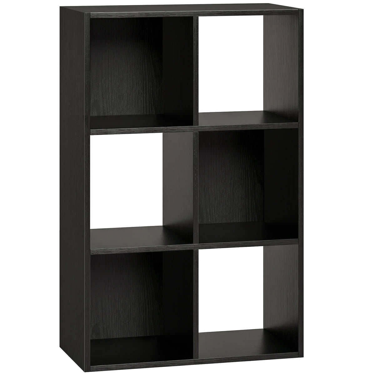 Photo of HOMCOM Industrial Style Storage Shelf, Bookcase, Bookshelf with 6 Compartments, for Living Room, Home Study, Black Wood Effect in Effect colour on a white background