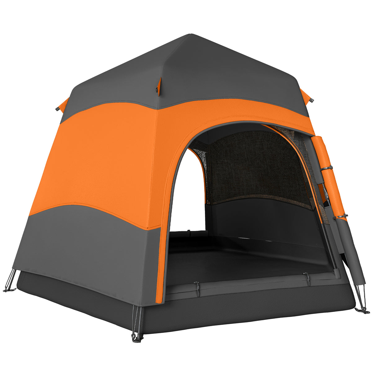 Photo of Outsunny 3 Man Instant Pop Up Tent with Rainfly, Portable Camping Shelter with Sewn-in Groundsheet, Carry Bag, Orange in Orange colour on a white background