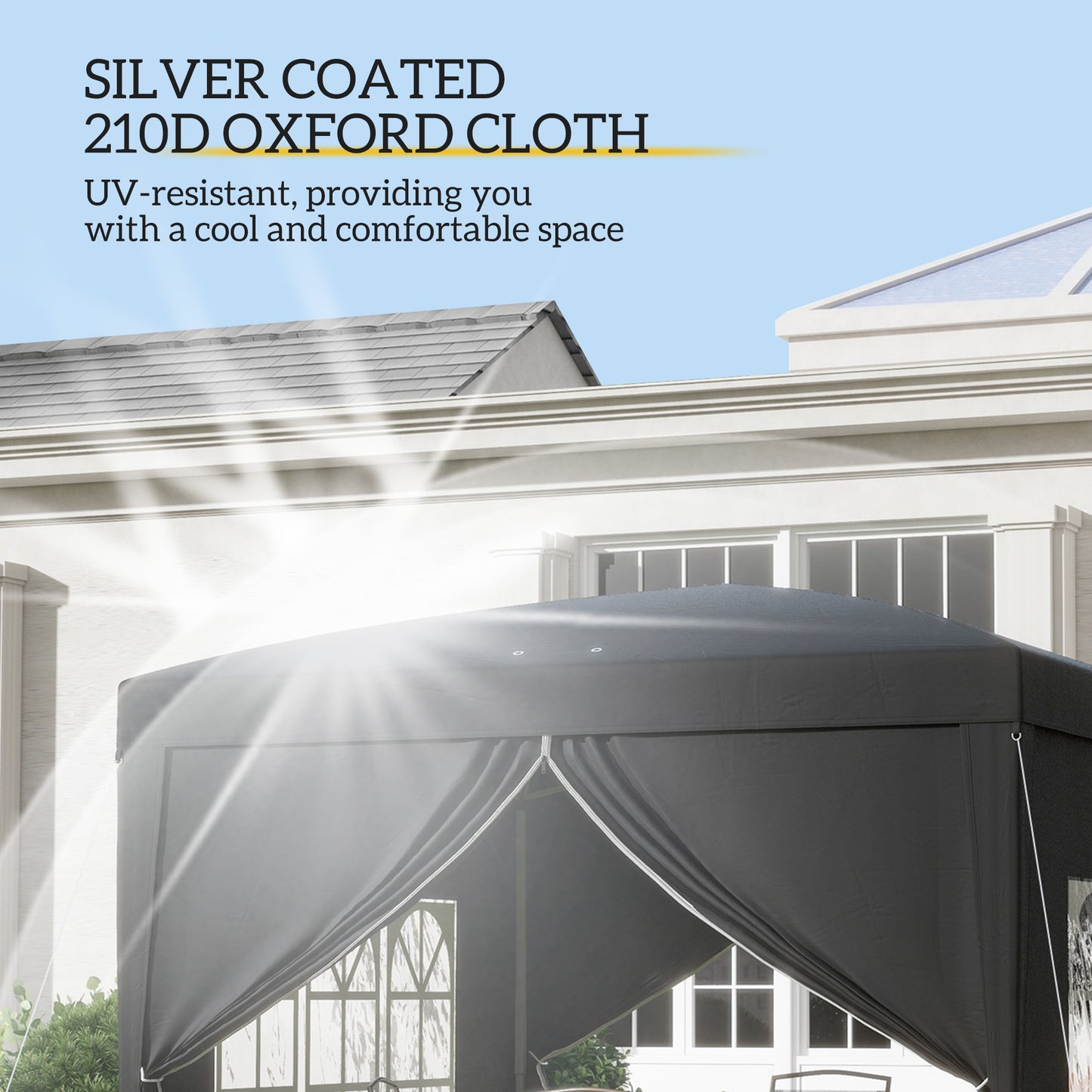 Outsunny 3x3(m) Pop-Up Gazebo, with Curtain Walls and Windows, Black
