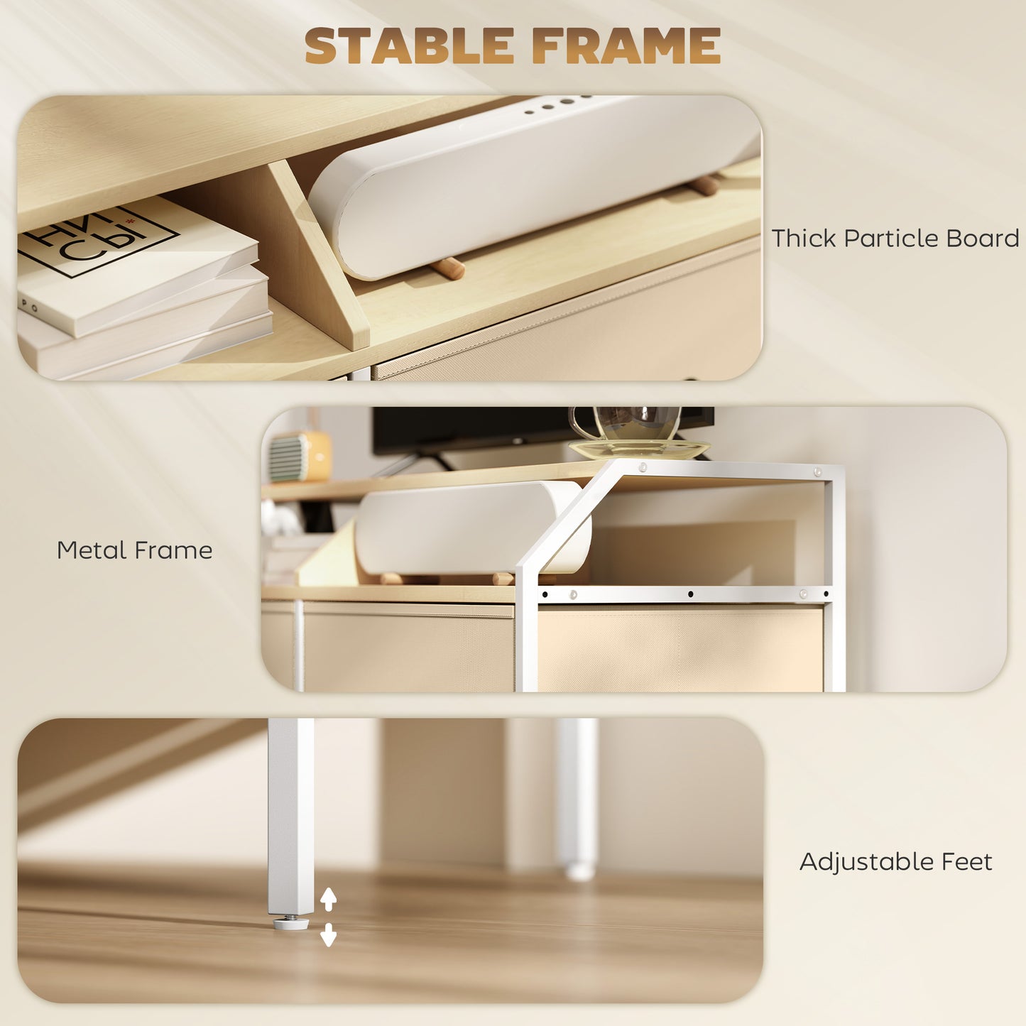 HOMCOM Industrial-Style TV Stand Cabinet - Natural Wood Finish