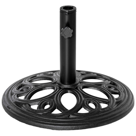 Photo of Outsunny 11.5 kg Cast Metal Round Patio Umbrella Base Stand, Umbrella Holder for Outdoor, Patio, Garden, Black in Black colour on a white background
