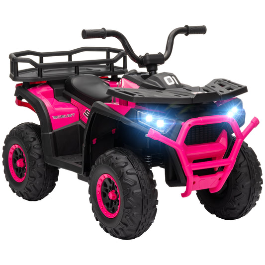 Photo of AIYAPLAY 12V Kids Electric Ride on ATV, Battery-Powered Quad Bike w/ Spring Suspension, Forward Backward, Storage Basket, Pink in Pink colour on a white background