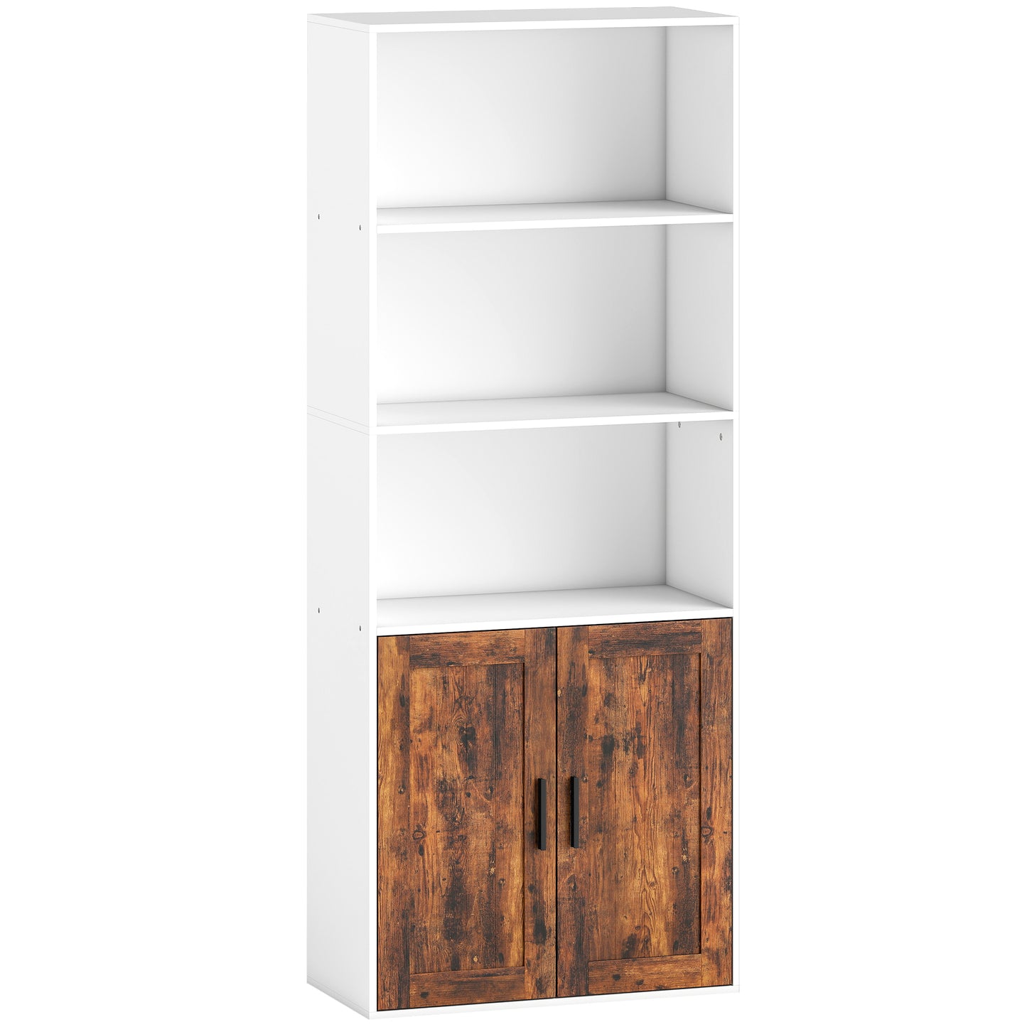 Photo of HOMCOM 5-Tier Bookcase with Adjustable Shelf - Rustic Brown in Brown colour on a white background