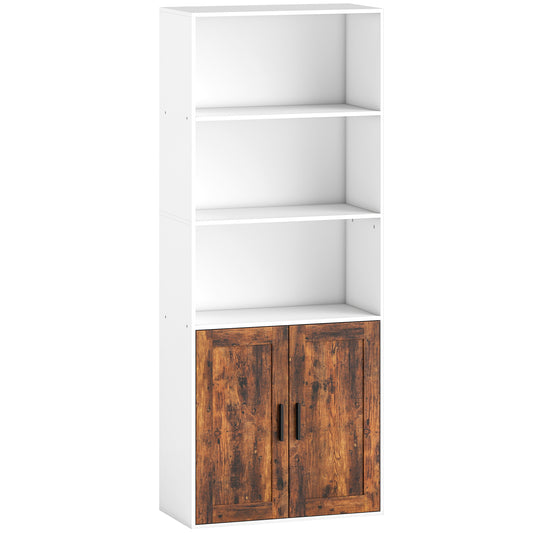 Photo of HOMCOM 5-Tier Bookcase with Adjustable Shelf - Rustic Brown in Brown colour on a white background