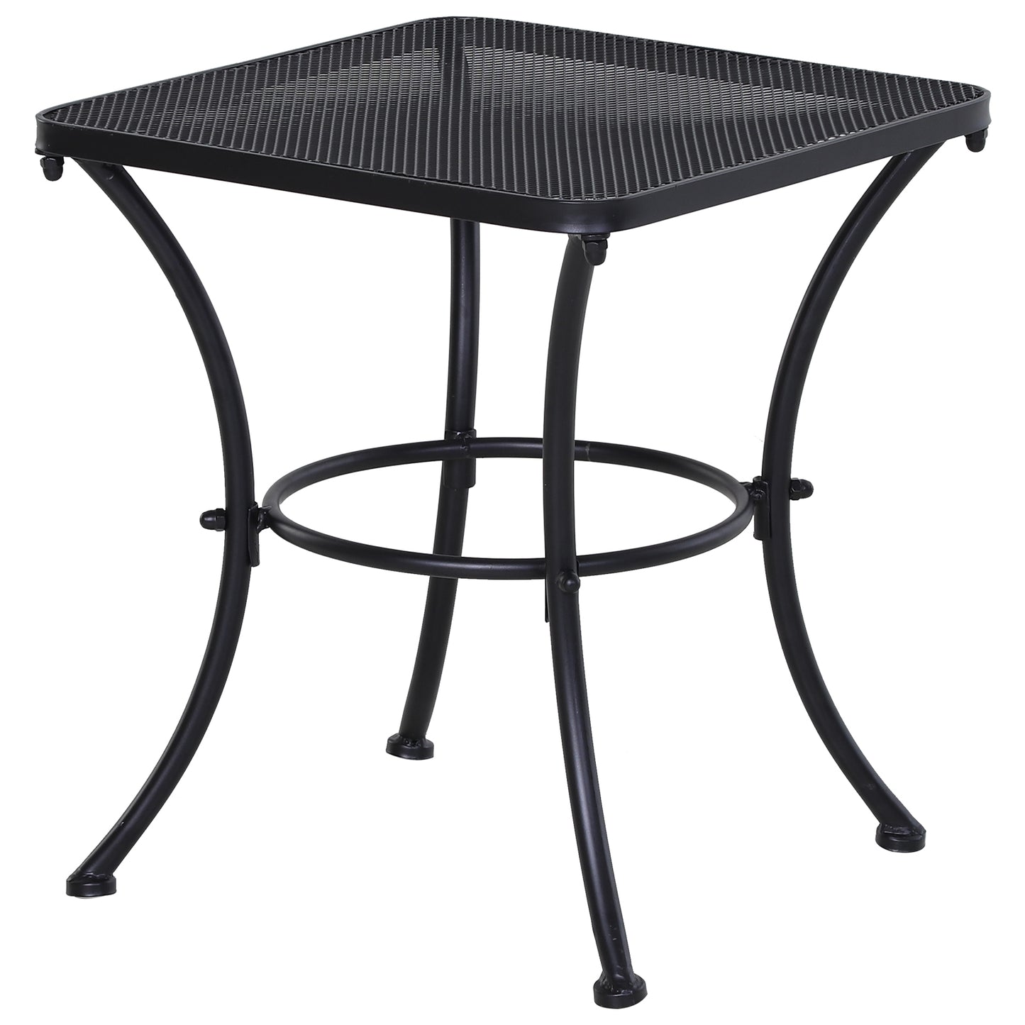 Photo of Outsunny Square Garden Metal Bistro Table Outdoor Patio Coffee Side Desk - Black 45L X 45W X 50H CM in CM colour on a white background