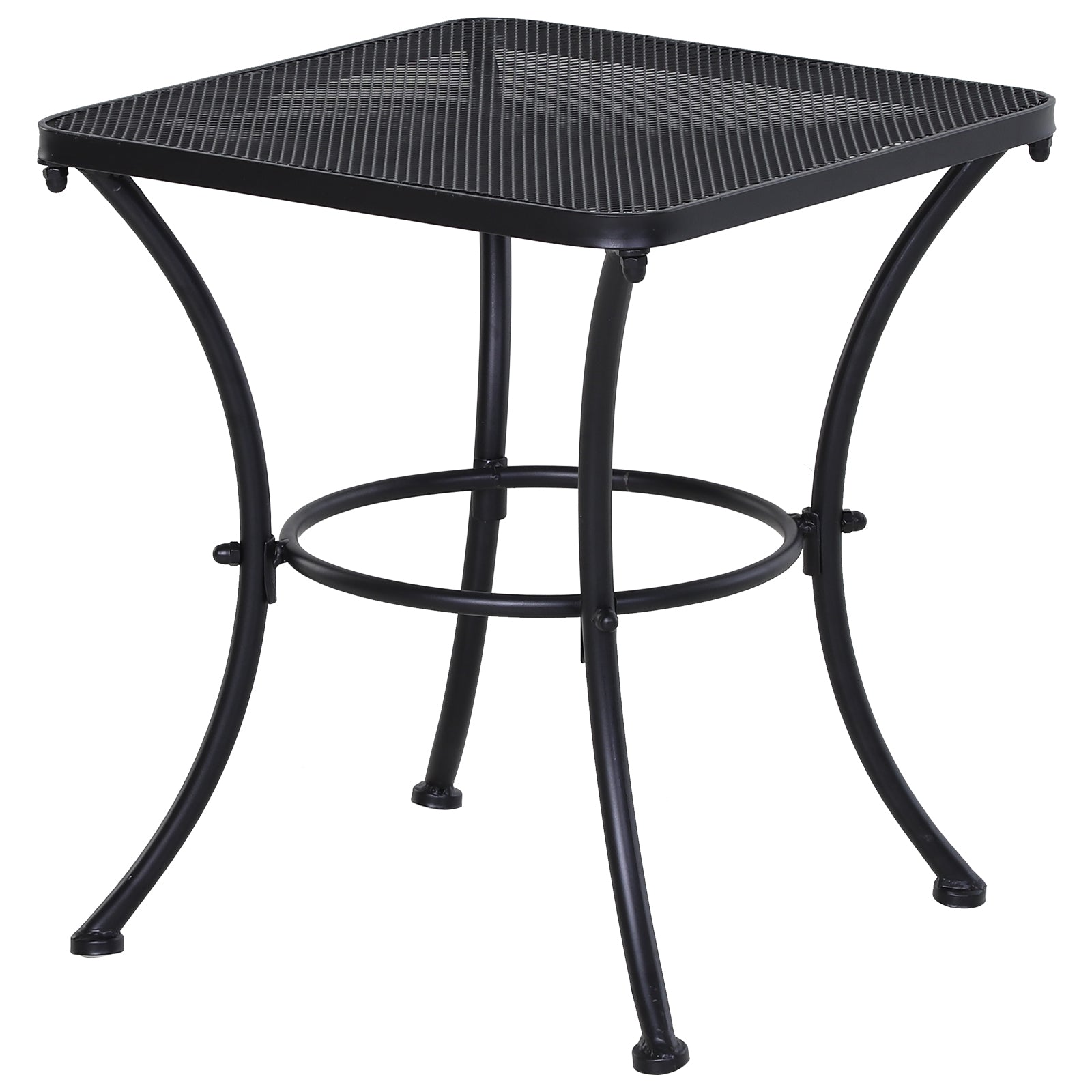 Photo of Outsunny Square Garden Metal Bistro Table Outdoor Patio Coffee Side Desk - Black 45L X 45W X 50H CM in CM colour on a white background